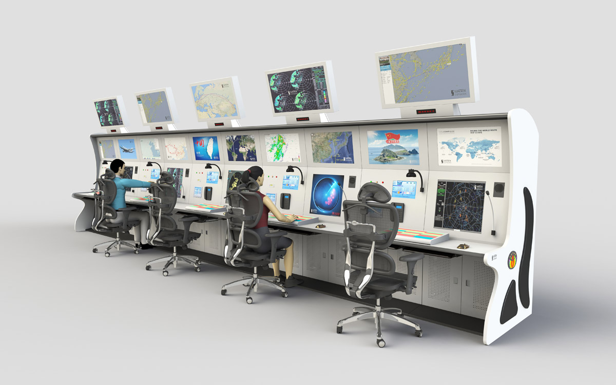 飞机场管制中心控制台效果图