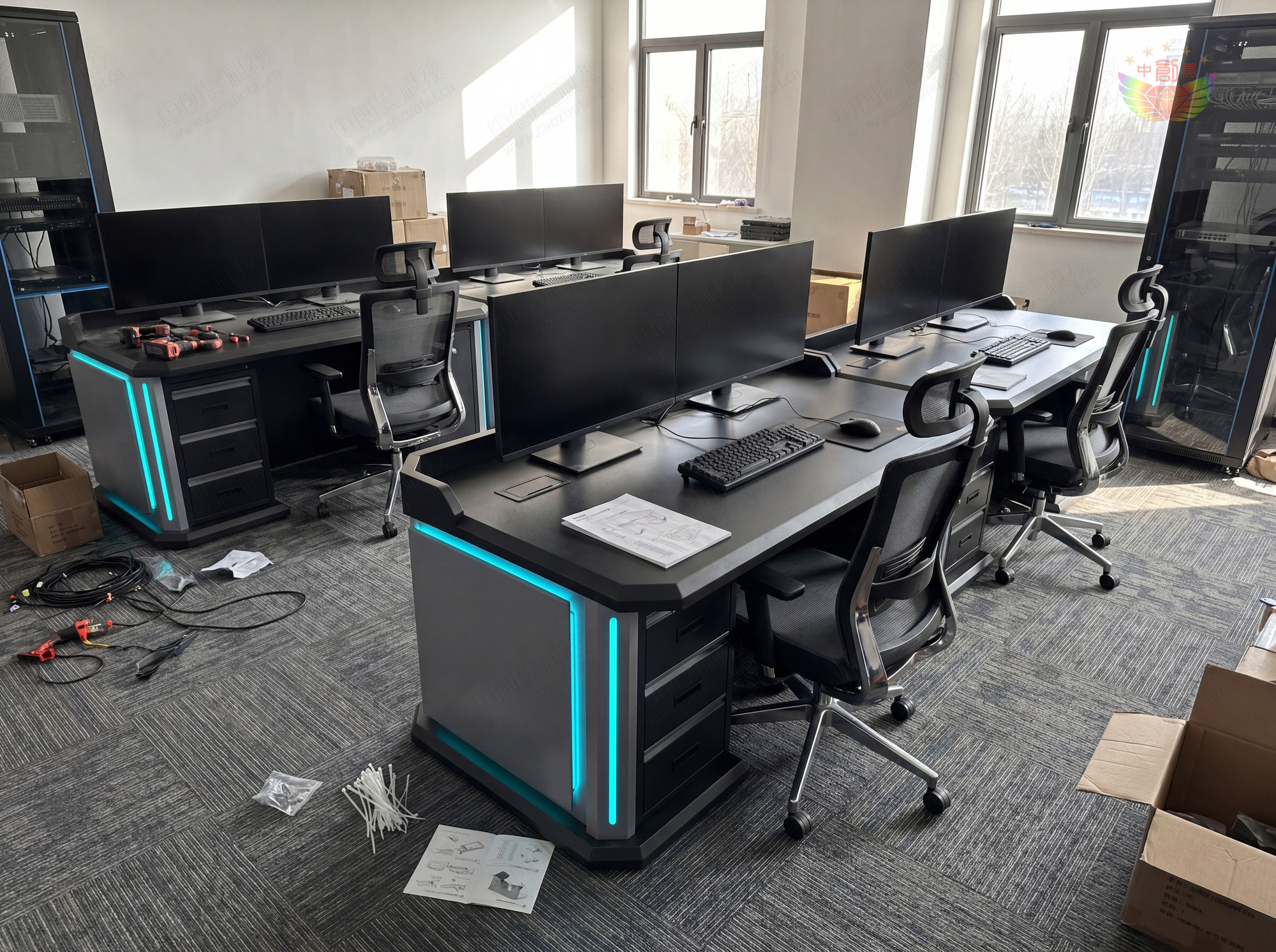 带柜带抽监控操作台效果图