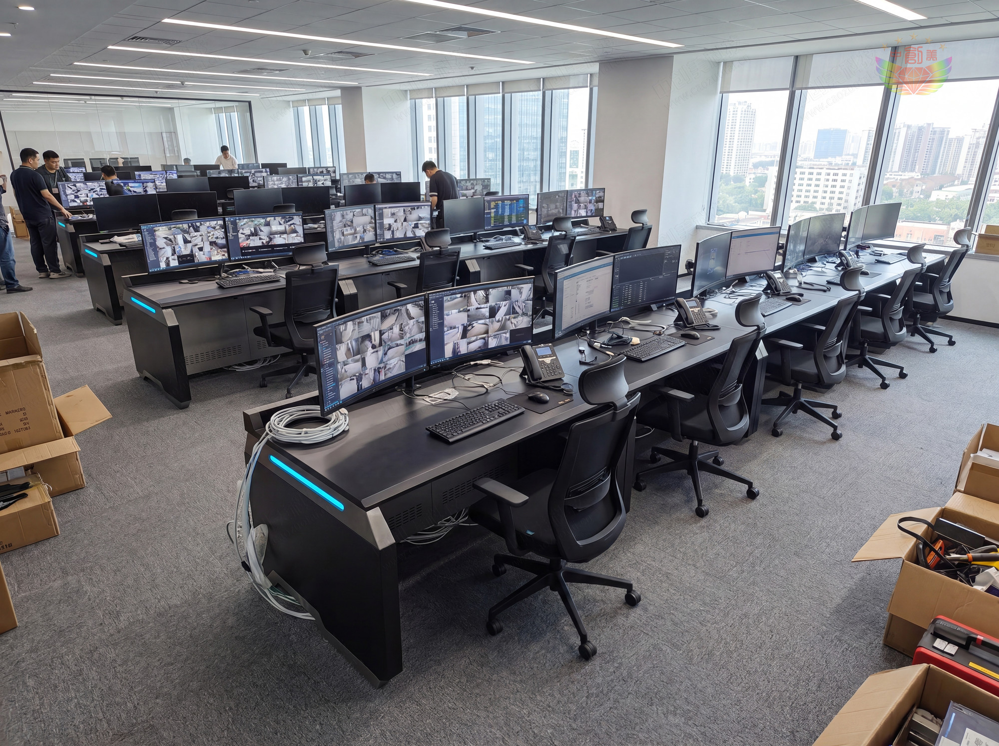 几何支撑型指挥中心操作台图片