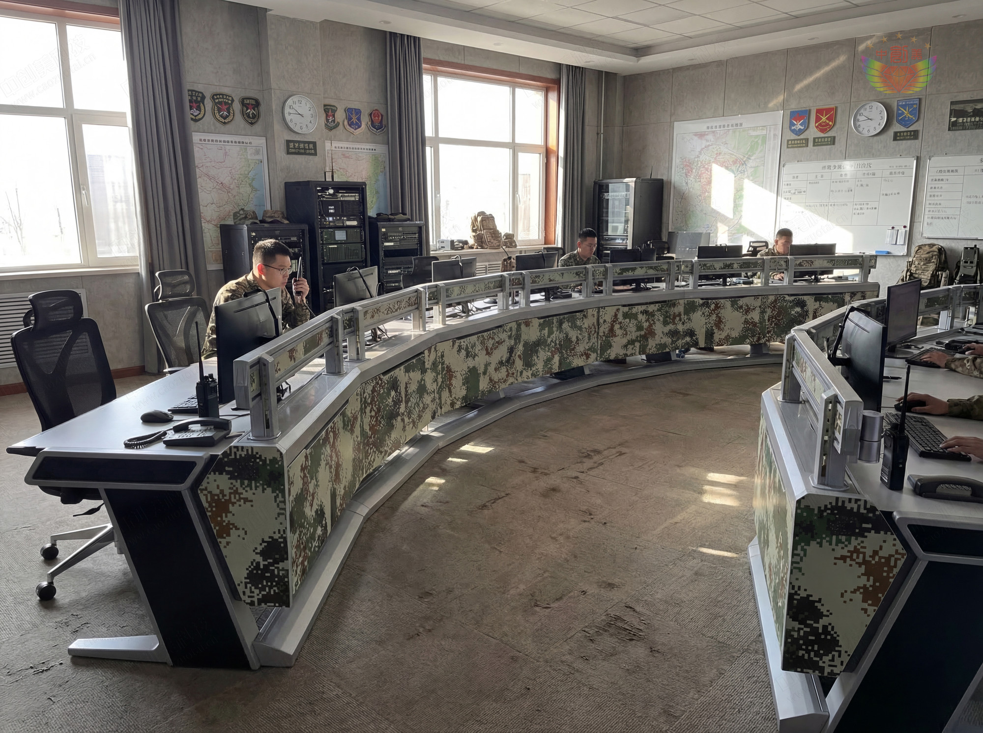 全幅迷彩指挥中心操作台款式图